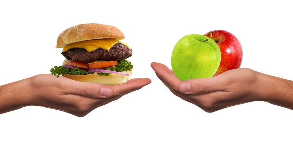choosing between healthy and unhealthy food